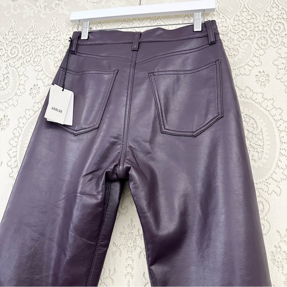 Agolde Recycled Leather 90's Pinch Waist Pants in Nightshade - Picture 11 of 16